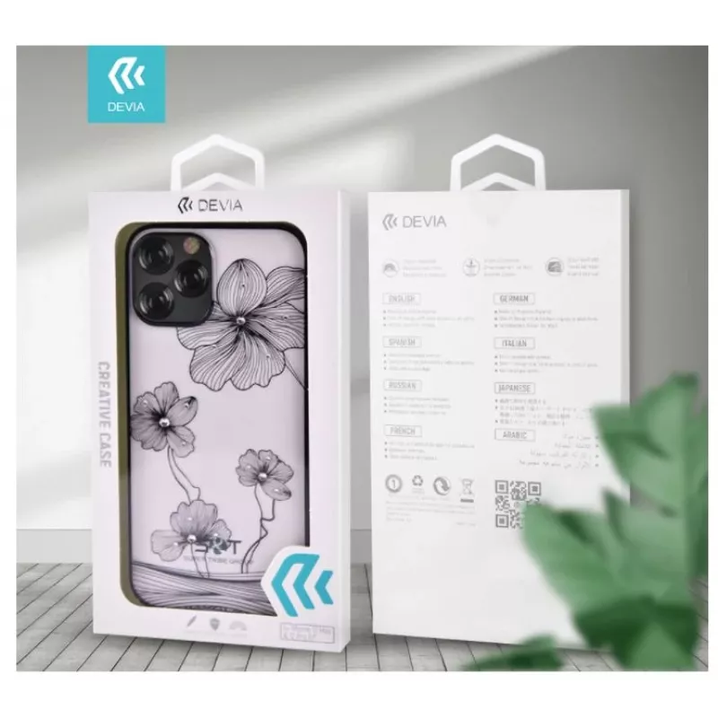 Apsauginis telefono dėklas Devia Crystal Flora, skirtas „iPhone 12 mini“ – juodas