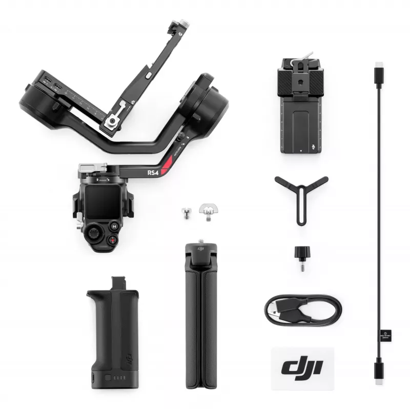 Rankinis kameros stabilizatorius DJI RS4, aliuminio korpusas, 12 val. baterija, 1,066 kg, juodas