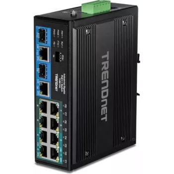 TRENDnet TI-BG104 - jungiklis - pramoninis - nevaldomas - 4 x 10/100/1000 (PoE++) + 4 x 10/100/1000 (PoE+) + 2 x Combo Gigabit SFP/RJ-45 - DIN bėgelio tvirtinimo, sieninio tvirtinimo - P
