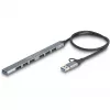 DELOCK 4 prievadų plonas USB šakotuvas — USB 3.2 Gen 1 priegloba Type-C, 3× USB 5 Gbps Type-C + 1× USB 5 Gbps Type-A, pilkas, metalinis
