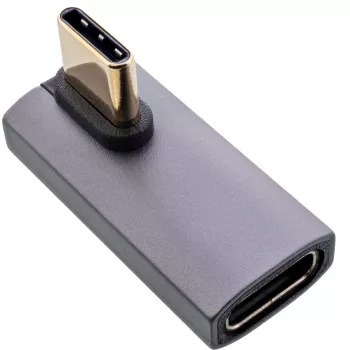 InLine USB4 adapteris, USB-C kištukas/lizdas vertikalus dešinėn/kairėn kampuotas, aliuminis, pilkas