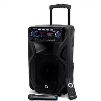 Nešiojamas karaokės garsiakalbis MANTA SPK5021PRO 20W, 12 colių žemų dažnių garsiakalbis, 80W RMS, Bluetooth, baterija iki 5 val., SD/USB, mikrofono ir gitaros įvestys
