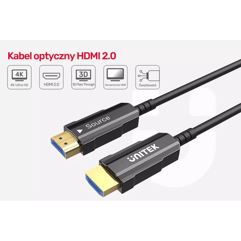 HDMI laidas UNITEK C11072BK-25M 25m 18 Gbit/s Juoda