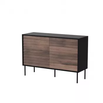 Komoda cama meble CORTINA 1D3S 120x40x81 cm, juoda/riešutmedžio, 3 stalčiai, medžio drožlių plokštė