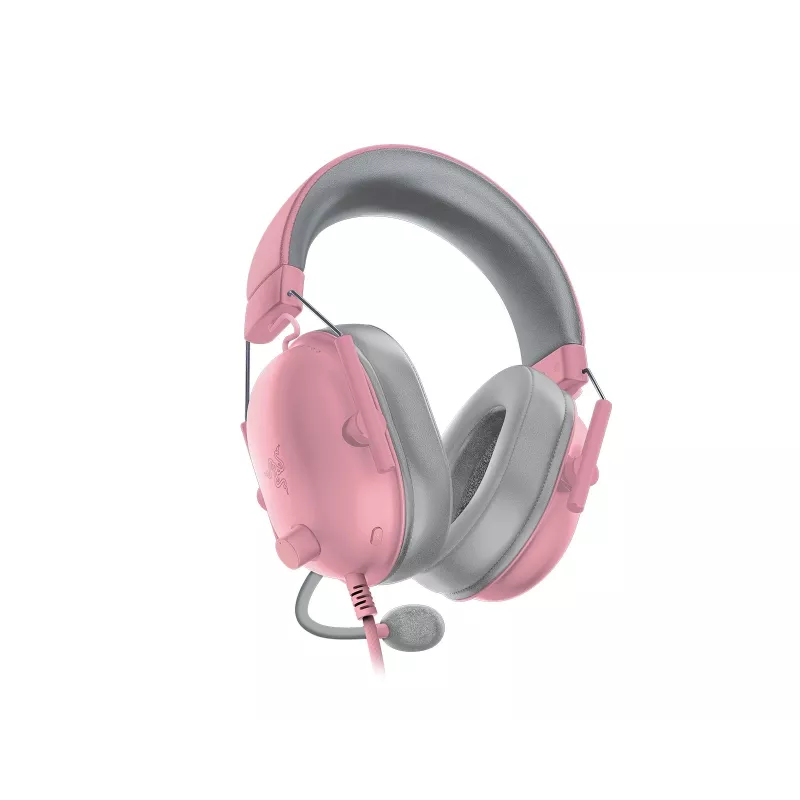 Headset Razer Juodashark V2 X laidinės binauralinės žaidimų ausinės, 3.5mm, virtualus 7.1, 32Ω, putplasčio ausų pagalvėlės, rožinė