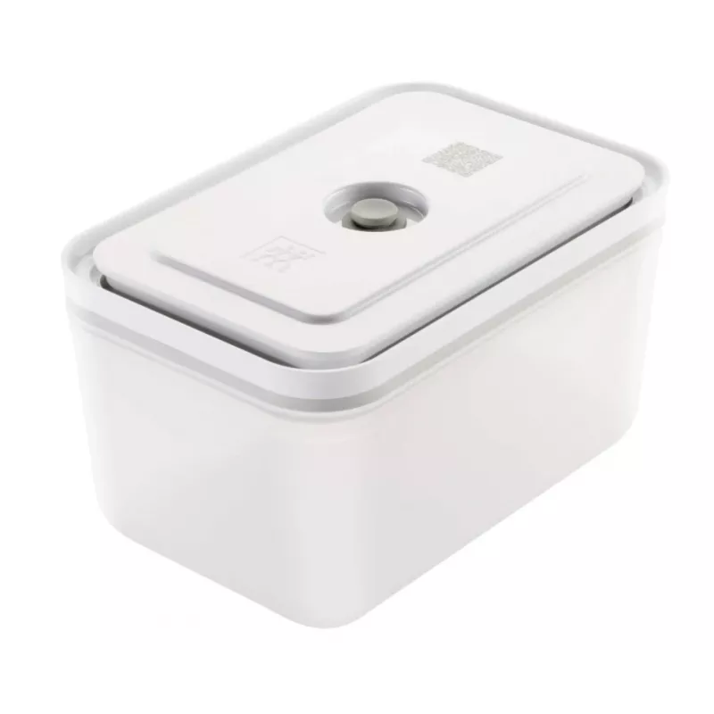 Vakuuminio sandarinimo dėžutė ZWILLING 36807-007-0, plastikinė stačiakampė maisto talpykla, 1,1 l ir 2,3 l, sandariai užrakinamas dangtelis, nuimama, permatoma balta