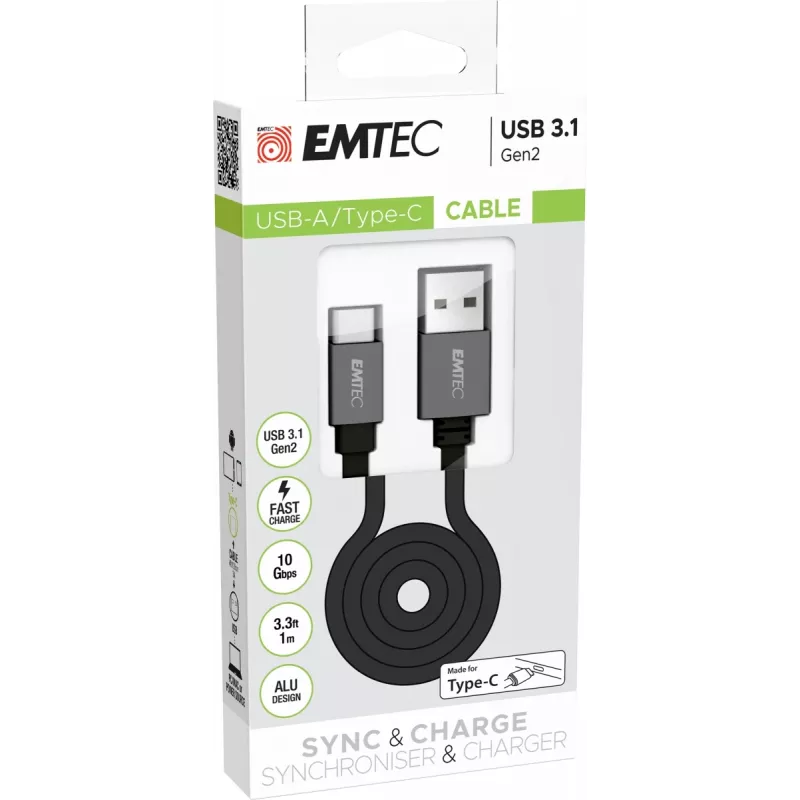 USB kabelis Emtec ECCHAT700TCU3 1,2 m USB 3.2 Gen 2 juodas