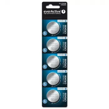 Button cell battery everActive CR2430 Lithium 3 V, 24.5 mm × 3 mm, pack of 5