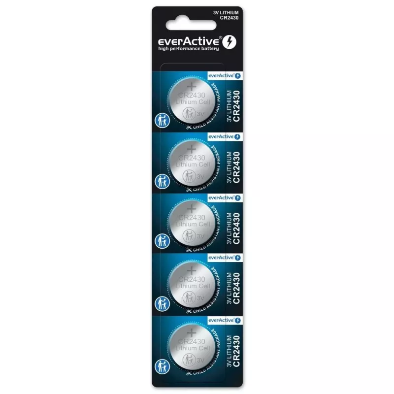 Button cell battery everActive CR2430 Lithium 3 V, 24.5 mm × 3 mm, pack of 5