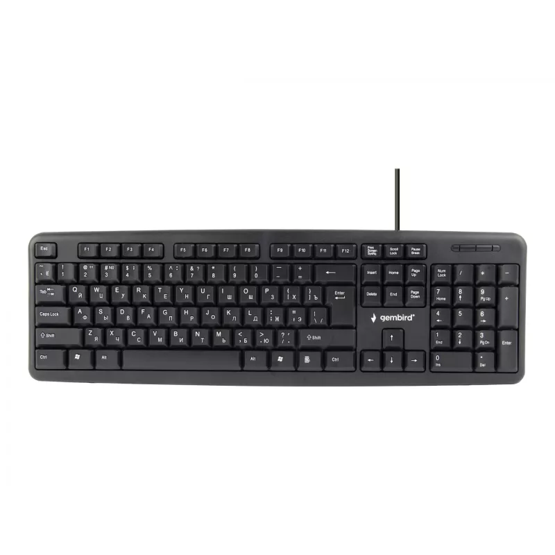 Klaviatūra Gembird KB-U-103-RU Office USB QWERTY anglų rusų juoda