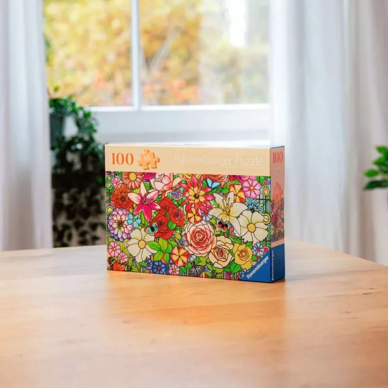 Dėlionė Ravensburger Feel Well & Puzzle - Flower Window, 100 dalių, lytėjimo elementai