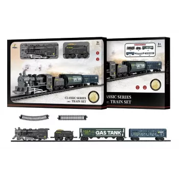 Elektrinis žaislinis traukinukas Artyk Train Vintage — modelis 173806, baterijomis maitinamas senovinio stiliaus geležinkelio rinkinys