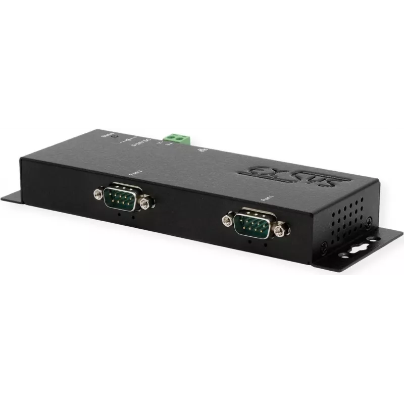 Nuoseklusis įrenginių serveris Exsys EX-6112-2 — Ethernet į 2×RS-232, 12 V/3 A maitinimas