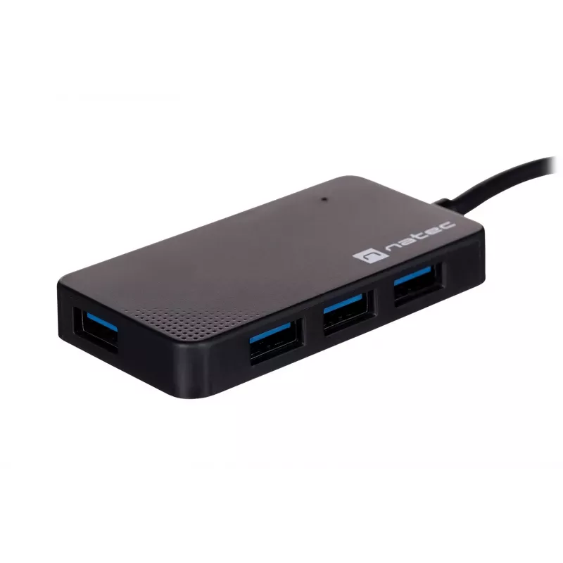 USB šakotuvas NATEC Moth 4 prievadų USB 3.2 Gen 1 Type-A (5000 Mbit/s), maitinamas per USB, juodas, 0,15 m laidas