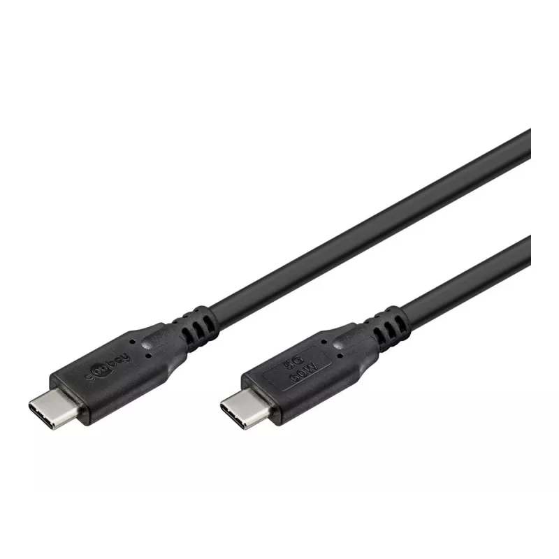 Goobay USB-C laidas, USB 3.2, 60 W, 5 Gbit/s, Power Delivery, 1 m (1m, USB 3.2 Gen 1, 60W), USB laidas