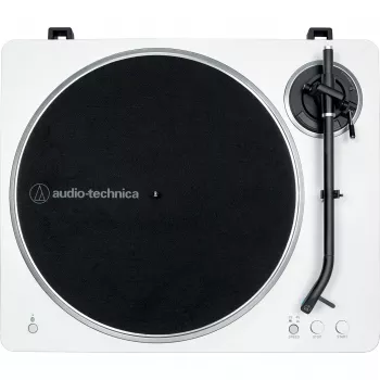 Audio technika su diržine pavara Audio-Technica AT-LP70XBT sidabrinė balta pilnai automatinė