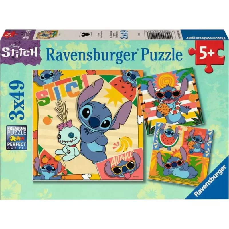 Vaikiška dėlionė Ravensburger Disney Stitch — 3 x 49 dalys, tinkama vaikams