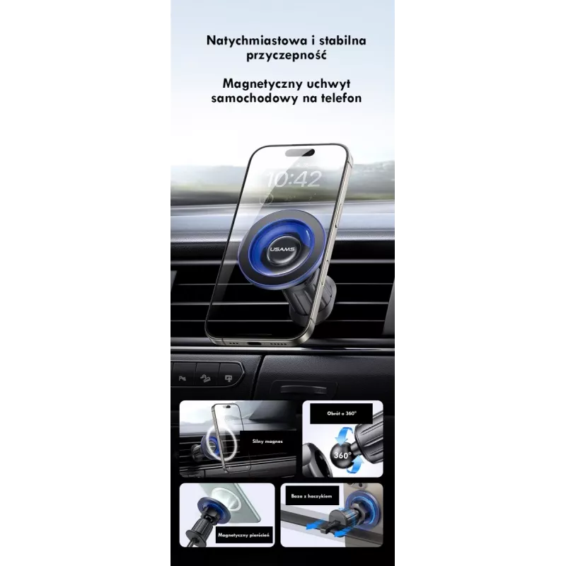 Magnetinis automobilinio telefono laikiklis usams ZJ081 — magnetinis laikiklis išmaniesiems telefonams, kompaktiškas dizainas, lengvas montavimas
