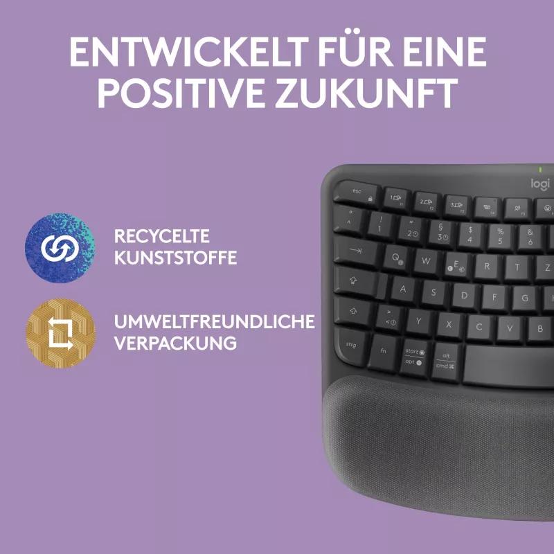Logitech Wave Keys biuro klaviatūra RF belaidė + Bluetooth QWERTZ vokiška grafito spalvos