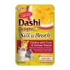 Šlapias kačių skanėstas INABA Dashi Delights Silky Broth — vištiena su tunu ir lašiša, 40 g paketėlis, 93% drėgmės, dietinis virškinimą palaikantis