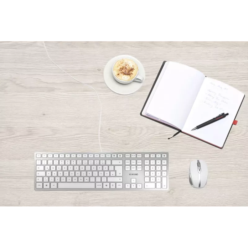 Cherry KC 6000 plonas klaviatūra, universali, USB, QWERTZ, vokiečių, sidabrinė