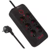 Maitinimo lizdas MACLEAN MCE391 B – 6 lizdai, 4×USB-A + 1×USB-C, 110–240V, 2500W, 3 m kabelis, juodas