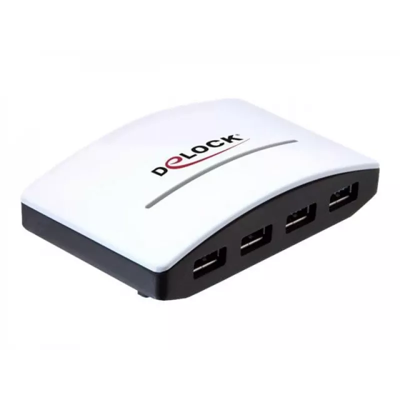 USB šakotuvas DeLOCK 4 prievadų 5000 Mbit/s juoda balta