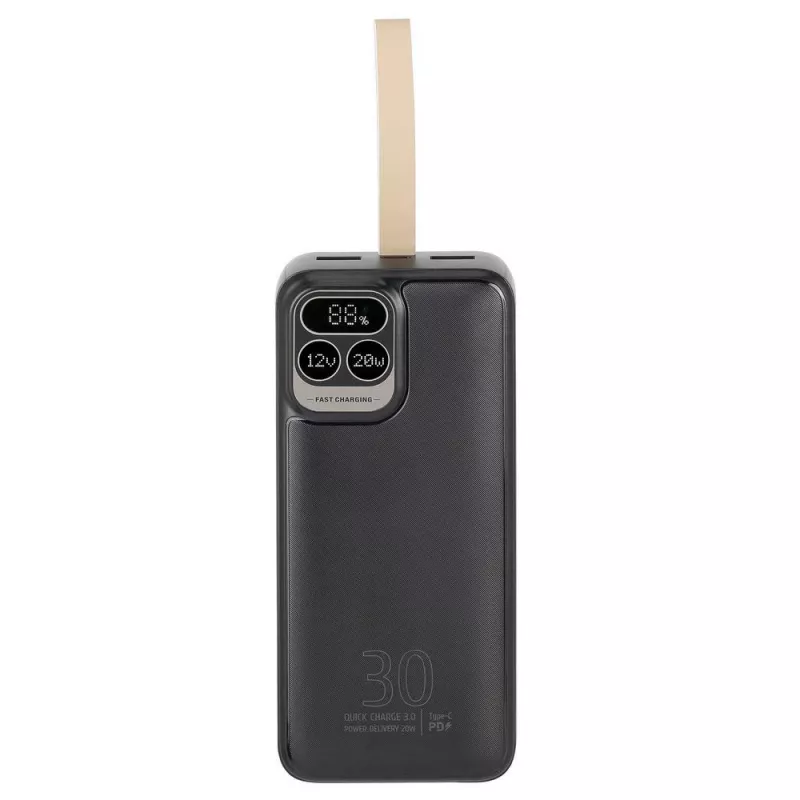 Išorinė baterija Rivacase VA2585 — 30000 mAh LiPo, 2× USB-A + 1× USB-C, pilka, 0,576 kg