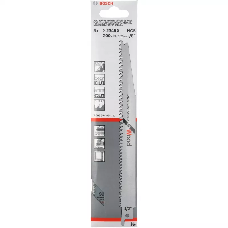 Bosch S 2345 X pjūklo geležtė, didelio anglies kiekio plienas (HCS), 5 vnt.