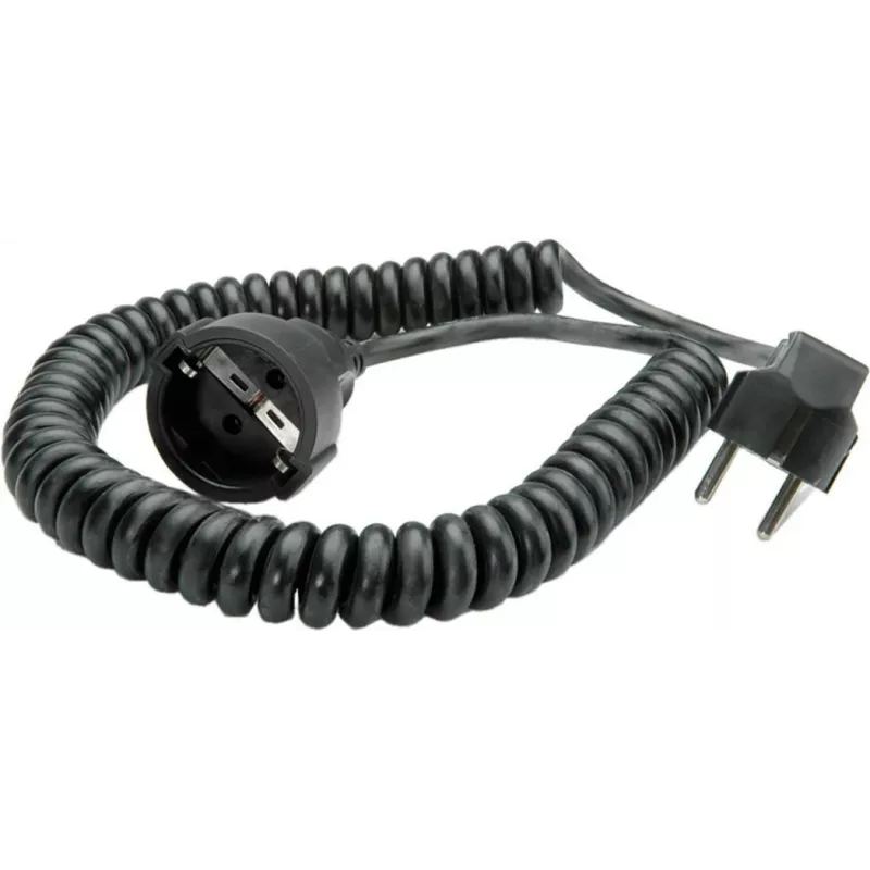 BACHMANN susuktas kabelis 0,5m-2m juodas H05VV-F 3G1,5mm² CEE7/7 (BM0010705)