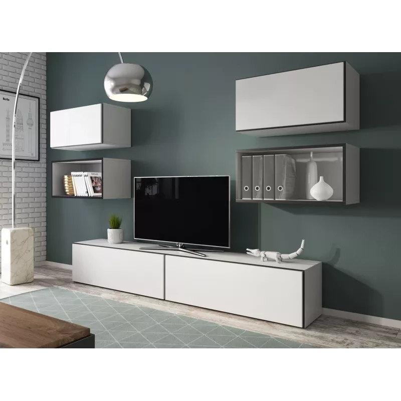 Cama living room furniture set ROCO 3 (2xRO3+2xRO4+2xRO1) Balta/Juoda/Balta