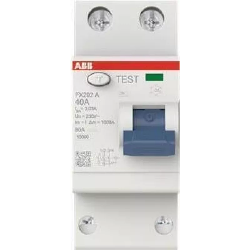 ABB nuotėkio srovės grandinės pertraukiklis FX202A-40/0.03 2P A tipo 40A 30mA (2CSF202165R1400)