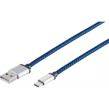 USB laidas S/CONN 14-50021 USB 2.0 0,9 m USB A USB C mėlynas