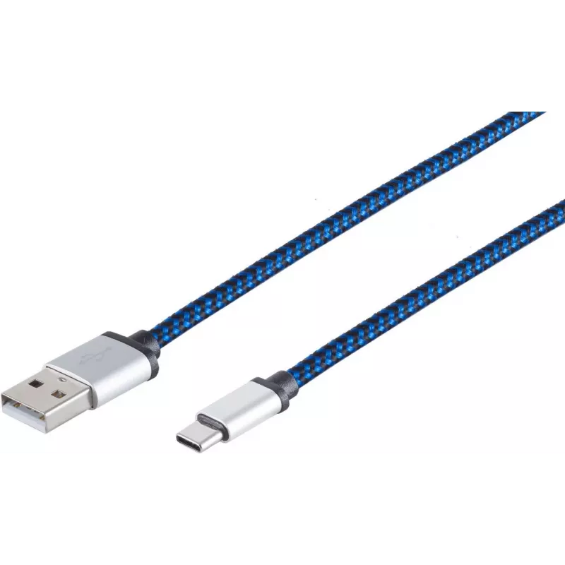 USB laidas S/CONN 14-50021 USB 2.0 0,9 m USB A USB C mėlynas