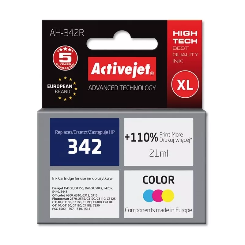 Activejet AH-342R rašalas (pakaitalas HP 342 C9361EE; Premium; 21 ml; spalvotas)