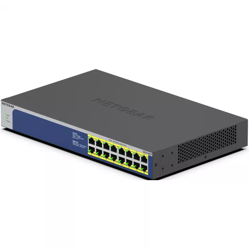 NETGEAR GS516PP Nevaldomas Gigabit Ethernet (10/100/1000) Power over Ethernet (PoE) Mėlyna, Pilka