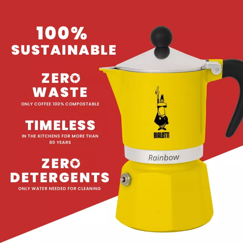 Moka puodas Bialetti Rainbow juoda geltona