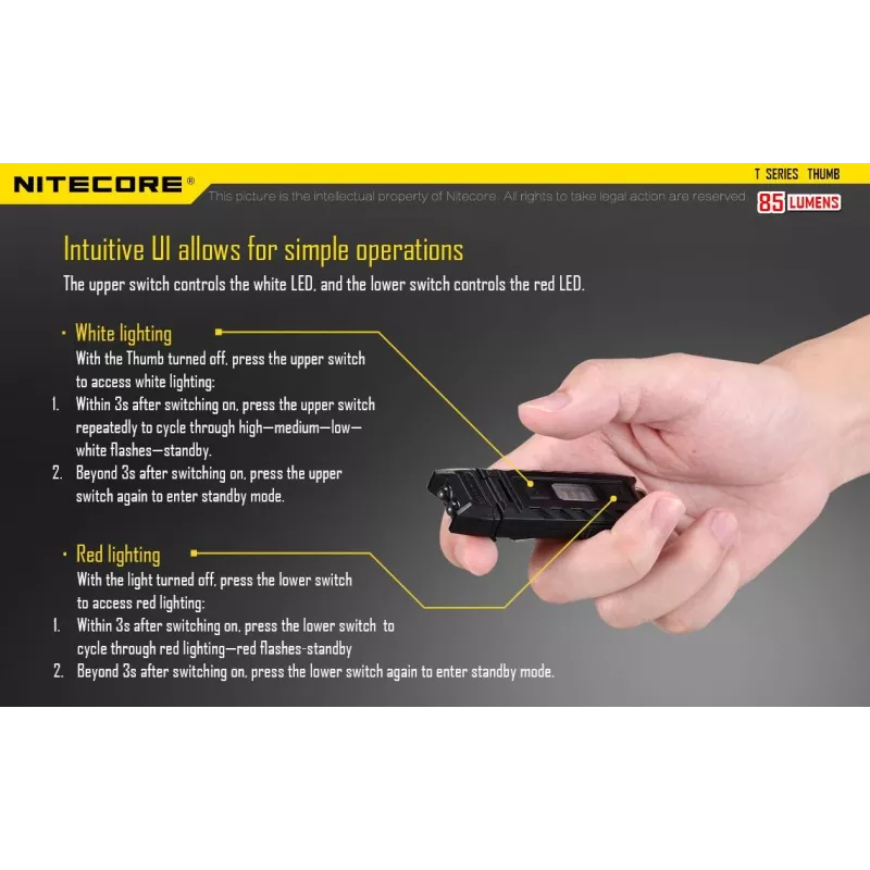 Žibintuvėlis T Serija 85 LUMENS/THUMB Nitecore