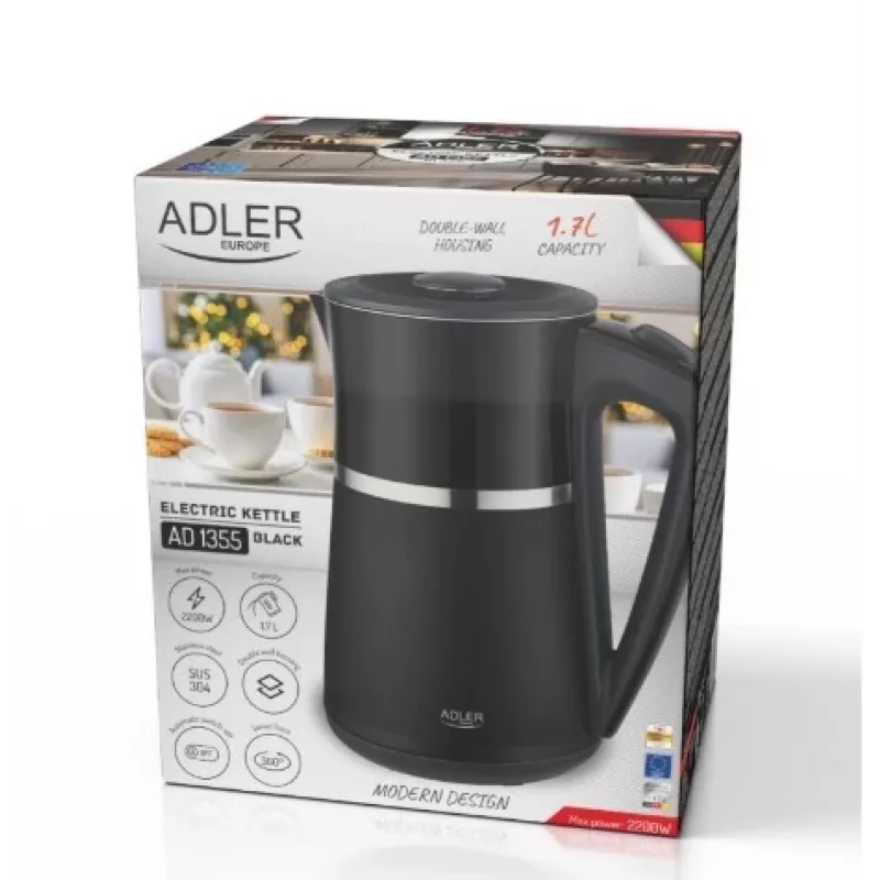Elektrinis virdulys Adler 1,7 l 2200 W juodas