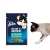 Šlapias kačių maistas Purina Felix daug baltymų 100 g pakelis — žuvies ir vištienos skonio, suaugusioms katėms, pakuotėje 120 vnt.