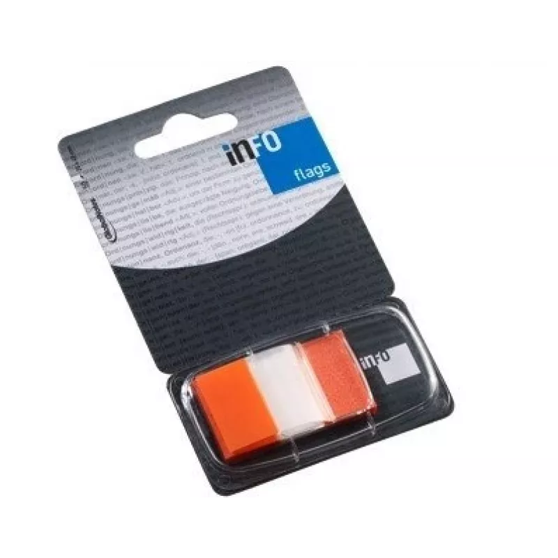Popierinė rodyklė Global Notes, 25x43 mm, oranžinė, plastikinė (1x50) 0718-205