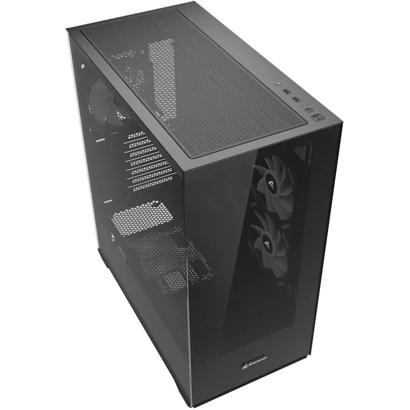 PC korpusas Sharkoon SK6 ARGB Tower ATX Juodas — vidutinio dydžio bokštas ATX, ARGB apšvietimas, grūdinto stiklo šoninis skydelis