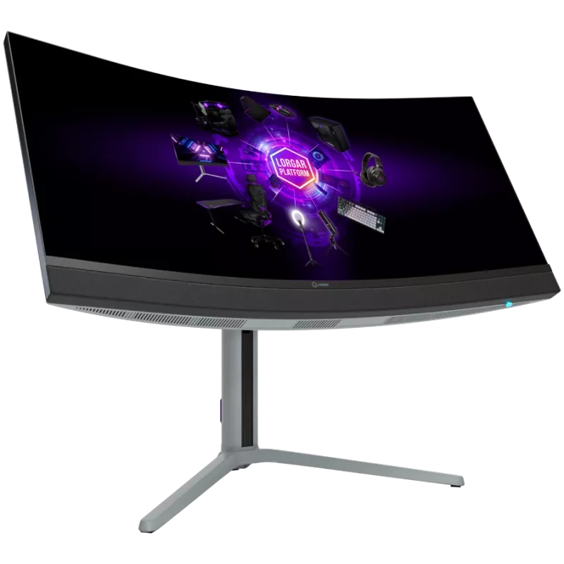 LORGAR 34MP1, UWQHD MiniLED Gaming Monitor Pro, 34'' (3440*1440) VA lenktas monitorius, juoda/pieniškai pilka