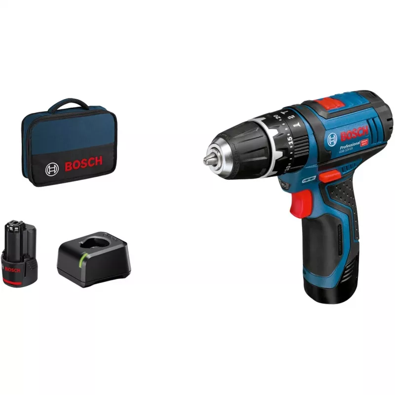 Bosch GSB 12V-15 Professional 1300 RPM juoda, mėlyna