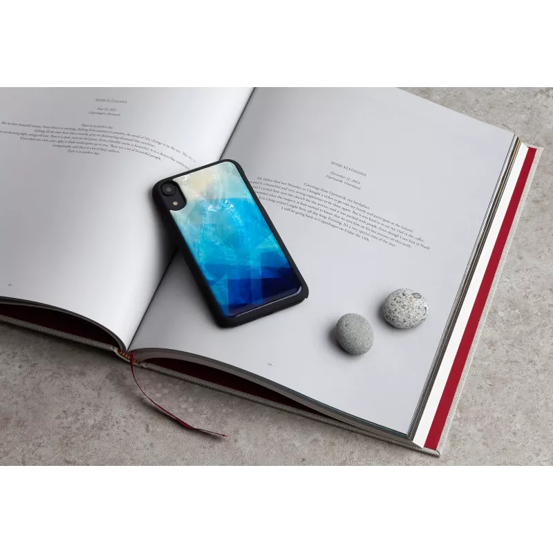 Išmaniojo telefono dėklas iKins, skirtas iPhone XR — mėlynos ežero spalvos išorė, juoda vidinė pusė