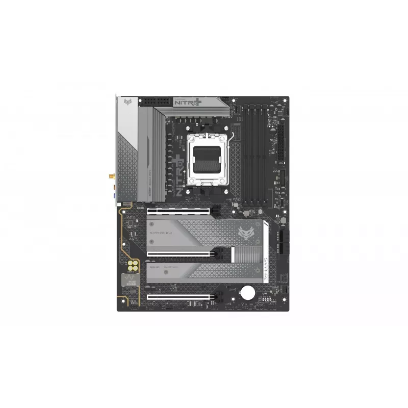 Pagrindinė plokštė Sapphire NITRO+ B850A WIFI 7 AMD B850 lizdas AM5 micro ATX, DDR5, 4 DIMM, 256 GB, Wi‑Fi 7, 2,5GbE
