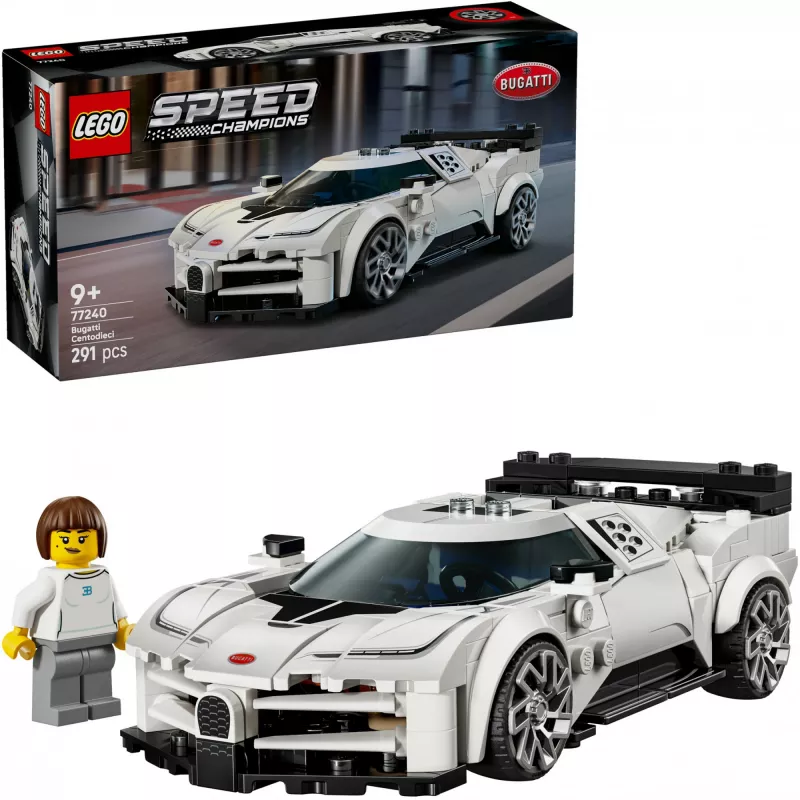 LEGO konstruktorius Bugatti Centodieci Speed Champions 77240 — 291 detalė, 1 minifigūrėlė, amžius 9+