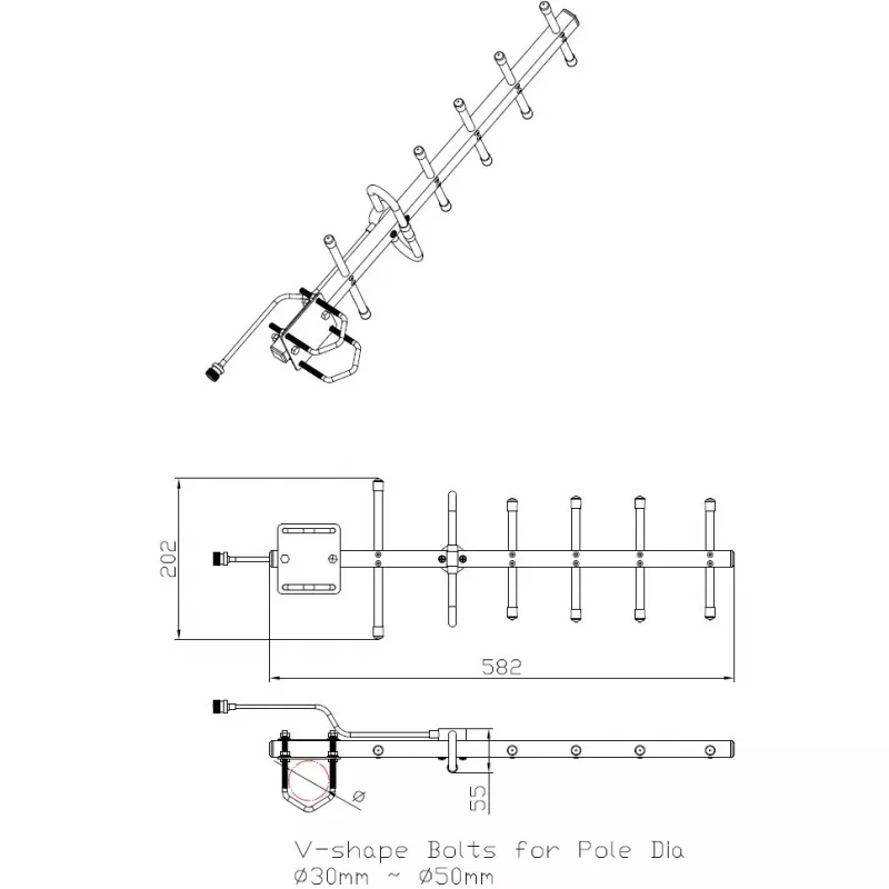 Kryptinė Yagi antena ALLNET ANT-868-10dbi-Yagi 868 MHz, 10 dBi, N-moteris