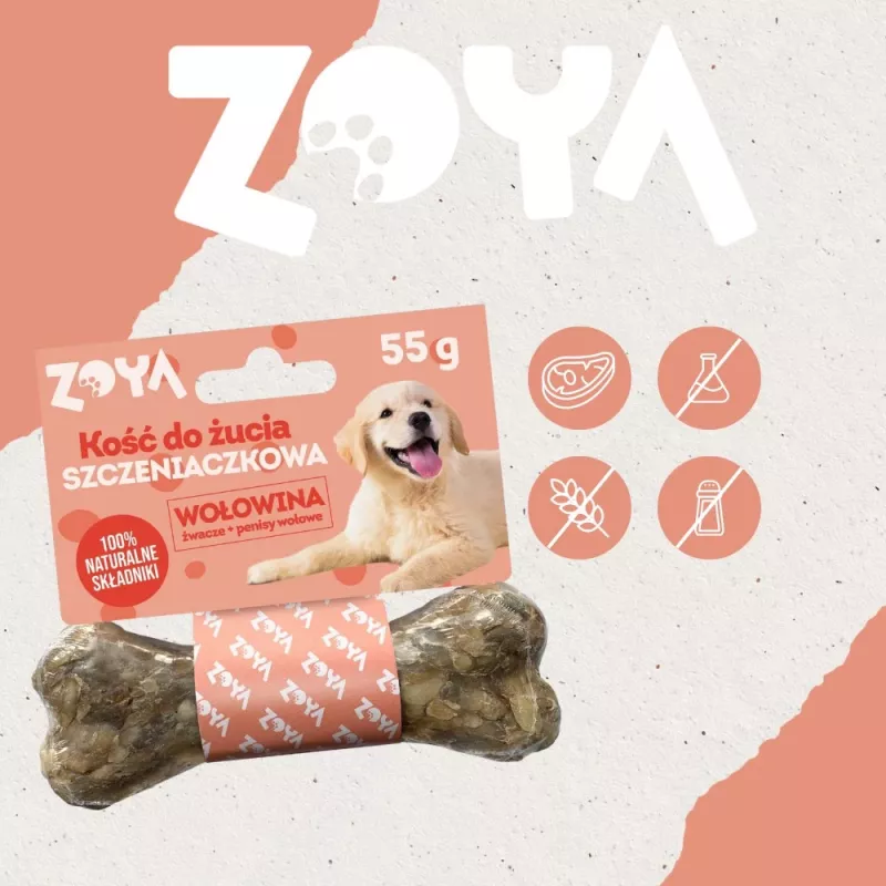 ZOYA Kramtomasis kauliukas šuniukams su jautiena - skanėstas šunims - 55g
