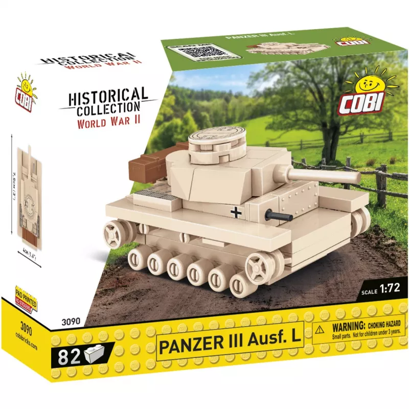 Statybinis rinkinys Cobi Panzer III Ausf.L — 103 vnt., rekomenduojamas amžius 6+, smėlio spalvos